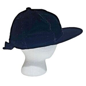 Vintage Must Haves Doris Pooser Velvet Hat Cap Women One Size Black Bow Elastic